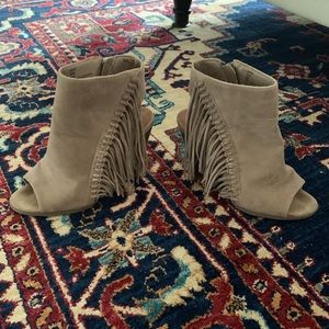 Open toe fringe bootie